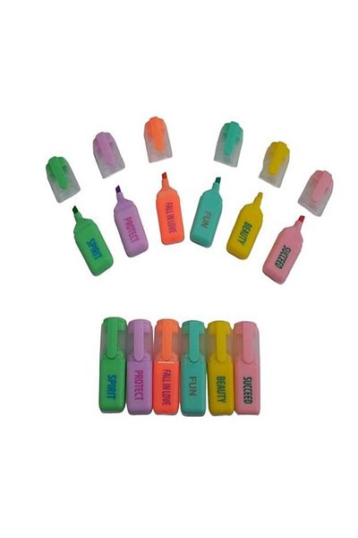 newnet 6 Colorful Mini Highlighter Inside Small Cute Pastel Tone Transparent Mini Wallet