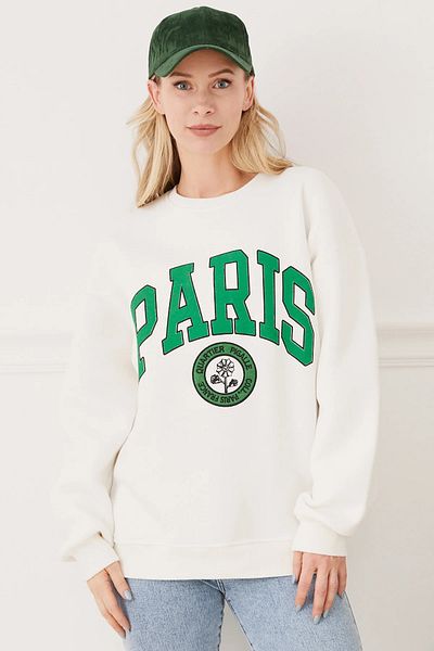 Go Veform Hanorac de damă cu imprimeu Paris Ecru - Trei fire ZN5107