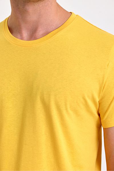 COMBİNE MİCHAİL Ανδρικό T-Shirt Crew Neck Basic Slim Fit - 100% βαμβάκι, ΚΙΤΡΙΝΟ