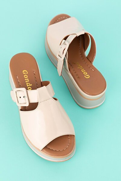 Gondol Γυναικείες Παντόφλες Πλατφόρμας Γνήσιο Δερμάτινο Χρώμα Mlk.5224