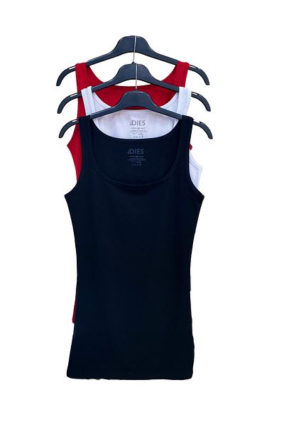 Endies Women's Flexible Cot Cotton Long Tank Top 39055 - Pack of 3 Black-White-Red