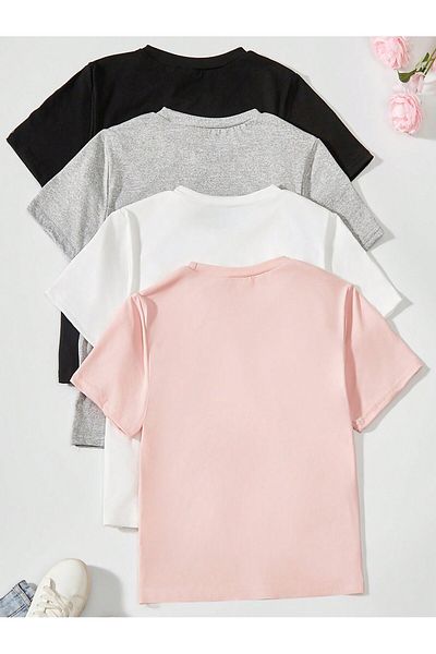 DAXİS Sportwear Company Σετ 4 Παιδικά T-Shirts με λαιμόκοψη - Κορίτσι/Αγόρι