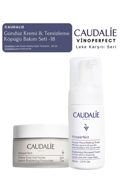Caudalie Vinoperfect Leke Bakım Seti -18 | Gündüz Kremi & Temizleme Köpük Orijinal Boy