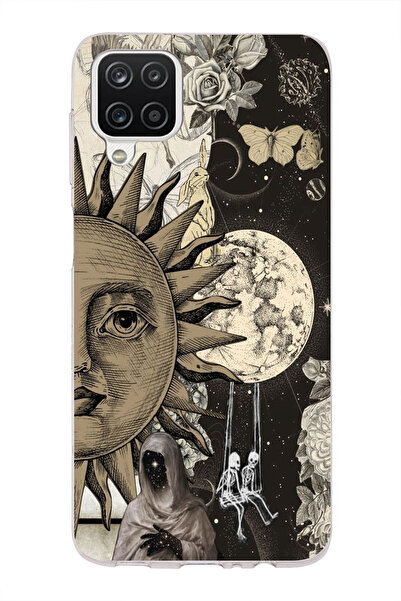 moonset Samsung Galaxy A12/M12 Uyumlu Ay ve Güneş Tasarımlı Baskılı Şeffaf Te...
