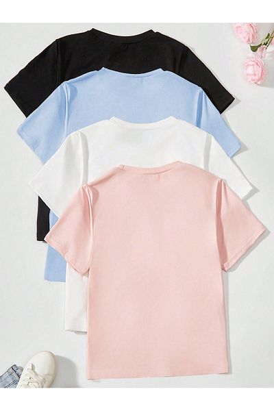 DAXİS Sportwear Company Σετ 4 Παιδικά T-Shirts με λαιμόκοψη - Κορίτσι/Αγόρι
