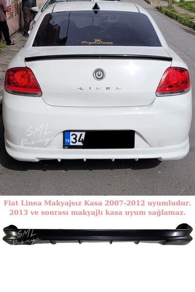 SML Dizayn Fiat Linea Makyajsız Kasa 2007-2012 Arka Ek-difüzör (PLASTİK) Linea Arka-difizör-bodykit-ek