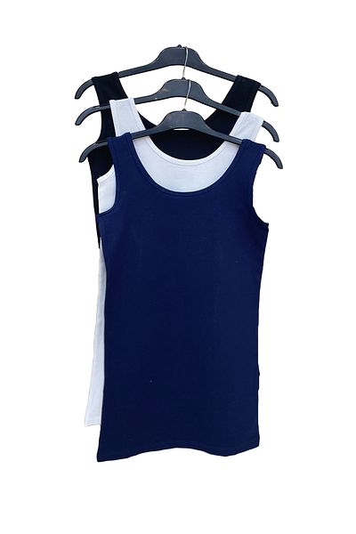 Endies 3 Pack Women's Undershirt - Long, Flexible and Cotton, Black-White-Navy 30516