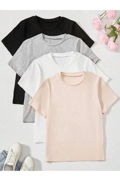 DAXİS Sportwear Company Σετ 4 Παιδικά T-Shirts με λαιμόκοψη - Κορίτσι/Αγόρι