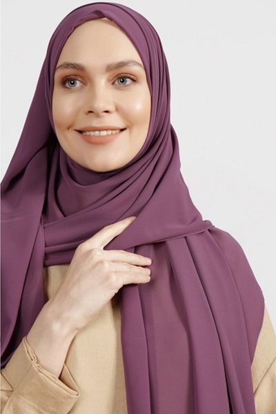 Differenza Şal din şifon creponat violet - Design mat