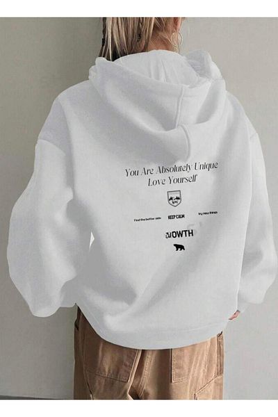 CAST COLLECTİON White Calm Oversize Women's Sweatshirt