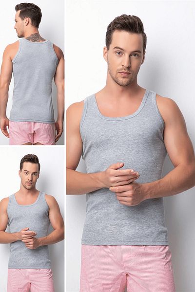 DONEX 2110 100% Cotton Ribbed Men's Single Undershirt