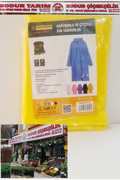 BODUR TARIM Waterproof Fuzzy Hooded Raincoat - Will Be Shipped in Yellow, Or, White Colors