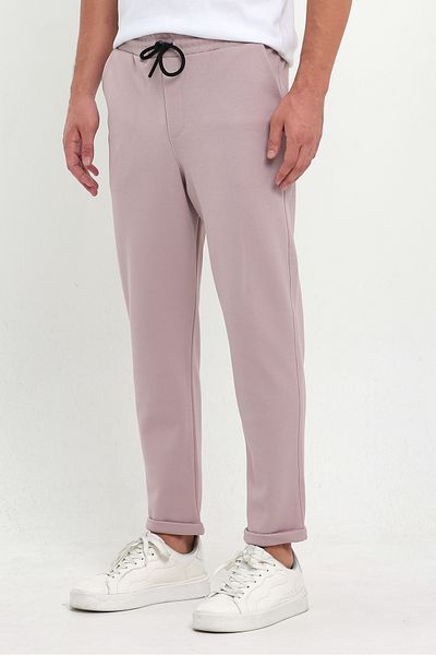 COMBİNE MİCHAİL Pantaloni de jogger pentru bărbați - bumbac, talie elastică, șnur, model lacos, PUDRĂ