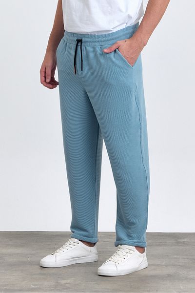 COMBİNE MİCHAİL ΜΠΛΕ Ανδρικό παντελόνι Jogger - Διπλό πόδι, βαμβακερό, ελαστική μέση και κορδόνι