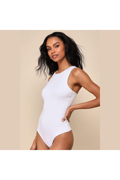 zaccana z White Silk Jersey Bodysuit - Zero Sleeve, Double Layer KT265