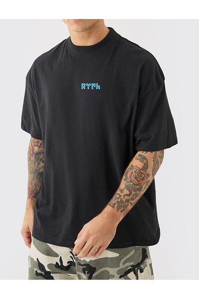 Uniquetex VEK Gokturk Alphabet Patterned - Orhun Inscriptions Τουρκικό εμπριμέ μπλουζάκι μεγάλου μεγέθους v2