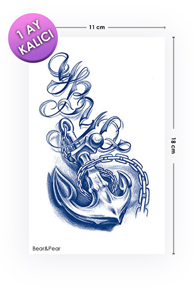 BP Tattoo 1 Ay Kalıcı Tattoo Gerçek Dövme Görünümlü Çapa Dövmesi