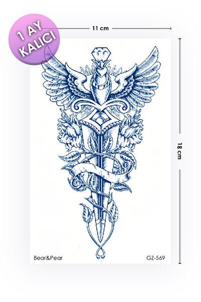BP Tattoo 1 Ay Kalıcı Sword Tattoo Geçici Kılıç Unisex Dövme