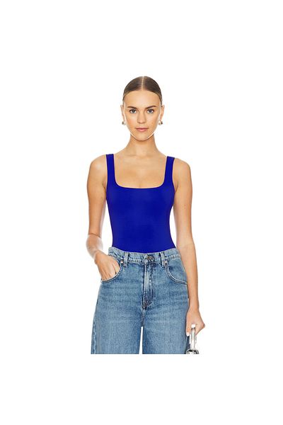 zaccana z Body pentru femei Saks Blue din jerseu de mătase cu două straturi - Zero Sleeve K34