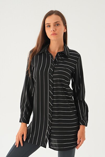 Rays 4232A Μαύρο ριγέ φαρδύ τουνίκ