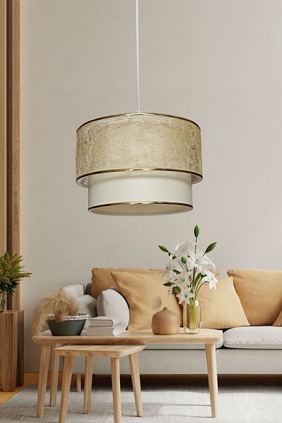 Eslight Gold Strip Abaca Sakit Cake Chandelier Eb56