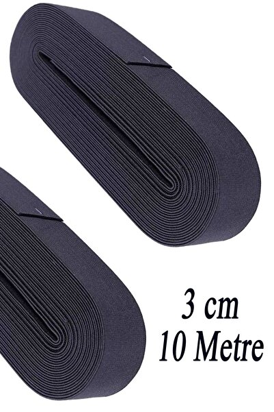 Kent Pazarı 3 Cm 10 M Siyah Dar Dokuma Bel Paça Don Lastiği Yassı Geniş Lastik Lateks Ürün 1 Adet