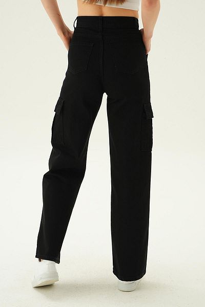 Rays 13107 Pantaloni cargo negri - Cusătură de buzunar