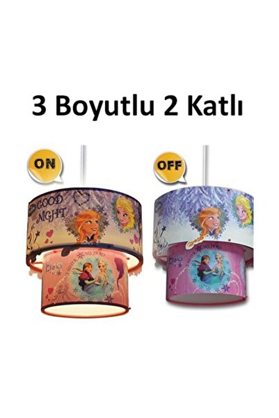 Frozen Elsa Avize 3 Boyutlu - 3D Frozen Sihirli Tavan Sarkıt Lamba