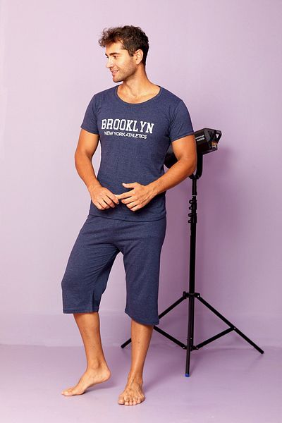 Sude HOMEWEAR Ανδρικό σετ πιτζάμα με κοντομάνικο Capri
