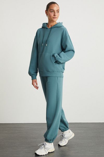 GRIMELANGE ESA Damen-Jogginghose mit 3 Fäden, innen erhöht, warm, elastisches Bein, grün