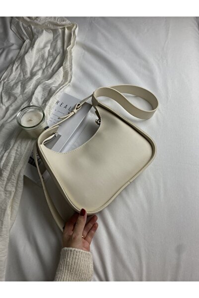ELFCO Soft Bag Model Cream Μαλακό δέρμα Τσάντα χειρός και τσάντα ώμου