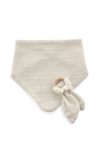 Babyjem Set baveta cu doua fete din muselina cu jucarie dentitie BabyJem Culoare: Ecru