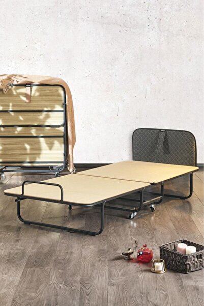 Niron Yatak Niron Premium Katlanır Yatak 90x200 cm Paket Yaylı Lüks Yatak ve Kaydırmaz Kumaş Kaplı Karyola