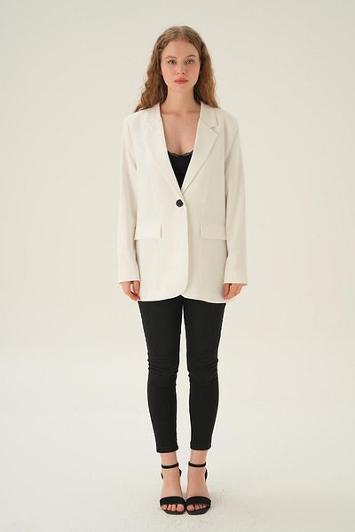 Rays 4618 Model Ecru Classic Jacket - Pockets