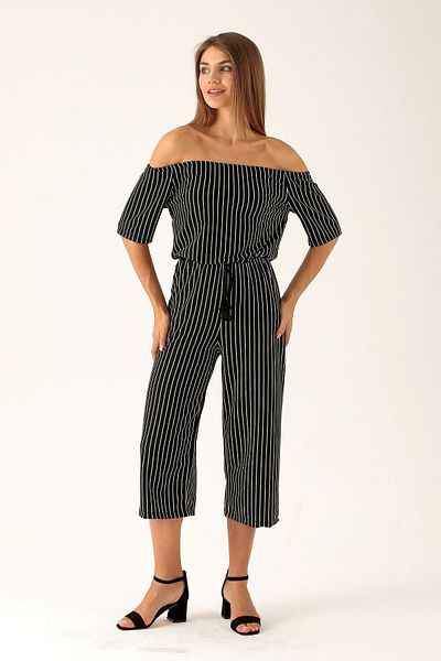 Rays Black Striped Jumpsuit - 5113-1
