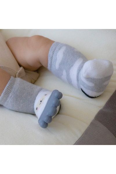 Babyjem Șosete prosop pentru bebeluși Nessiworld gri din silicon