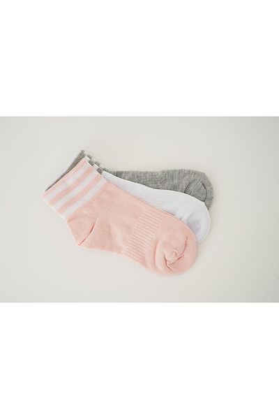 Rays 1086 Model 3-piece Colorful Striped Socks Set