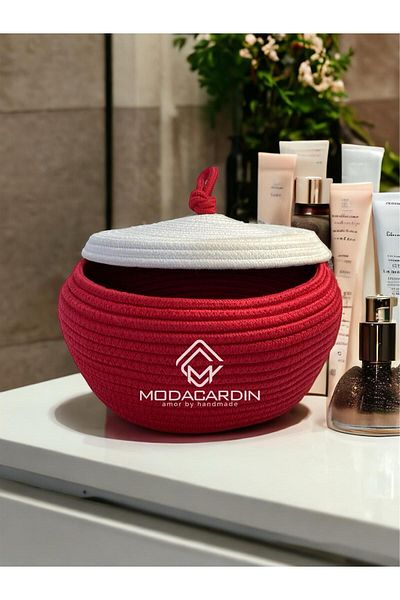 ModaCardin Wicker Jute Organizer - Basket with Lid