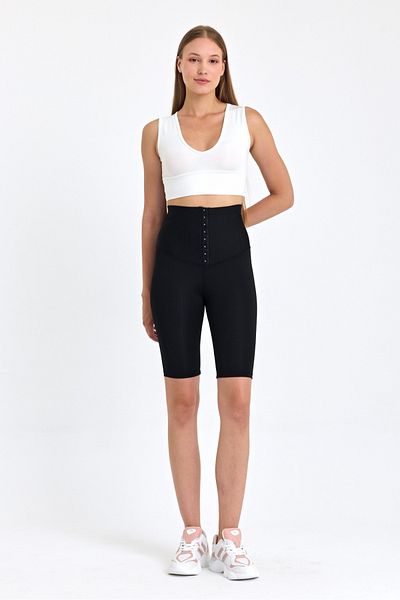 BANEGA High Waist Women's Biker Corset Leggings - Agraphed and Gathering