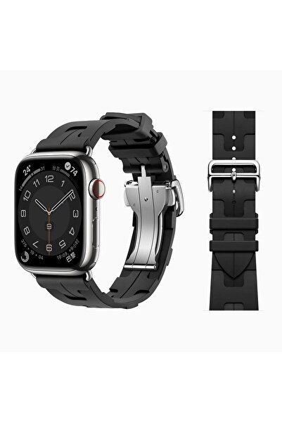 Nezih Case Apple Watch 2/3/4/5/6/7/8/9/se/ultra ultra2 42mm 44mm 45mm 49mm Hermes Silikon Çelik Toka Kordon