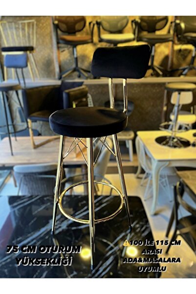 The SANDALYE SHOP Yeni Tasarım Mila Bar Sandalyesi 75 Gold Babyface Kumaş.100...
