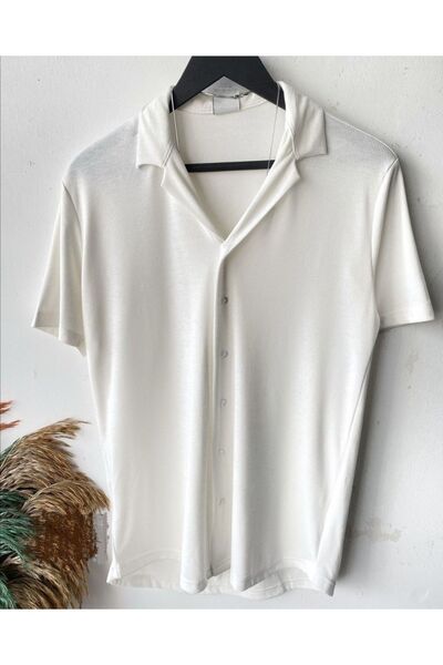 MARRAKECH Men's White Oversize Cotton Summer Short Sleeve Shirt
