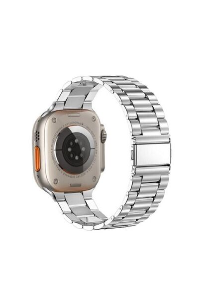 Nezih Case Apple Watch Ultra / Ultra 2 49mm Uyumlu Paslanmaz Çelik Baklalı Me...