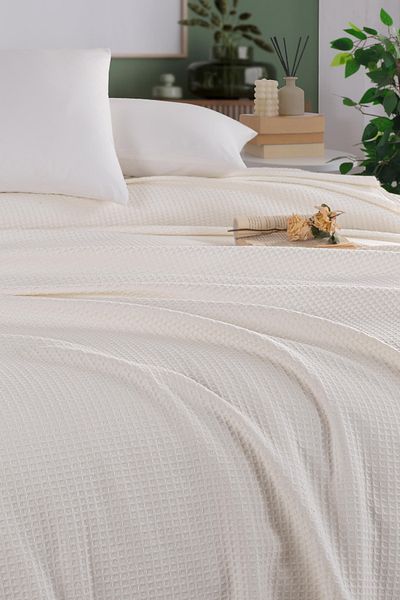 MirCotton بيكيه مزدوج خفيف وقابل للتنفس على شكل قرص العسل - 100% قطن
