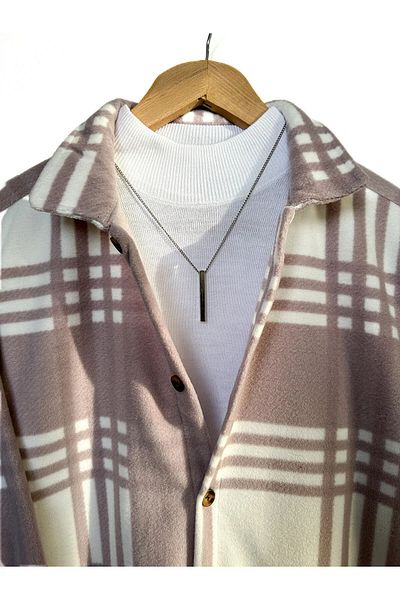 A&O Style Unisex ροζ υπερμεγέθη πουκάμισο φλις με χειμερινό σχέδιο