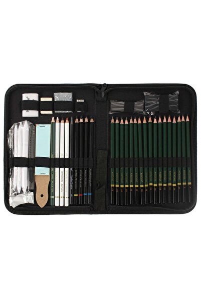 hobi market art Çantalı Karakalem Eskiz Çizim Seti 42 Parça
