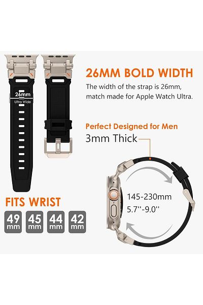 Nezih Case ساعة Apple Watch Ultra / Ultra 2 مقاس 49 ملم متوافقة مع حزام رياضي مصنوع حسب الطلب من التيتانيوم