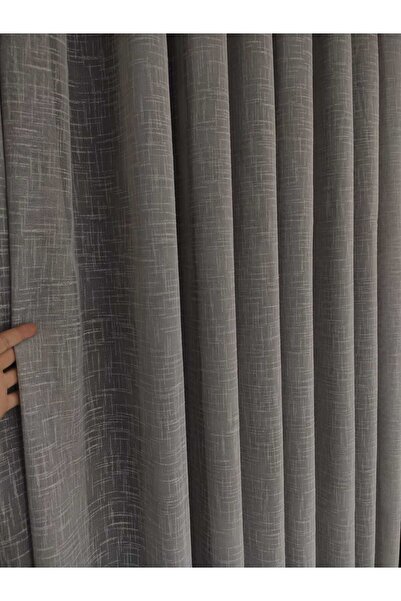 Nish Perde Lüks Gri Keten Tül Perde 1x3 SIK PİLE
