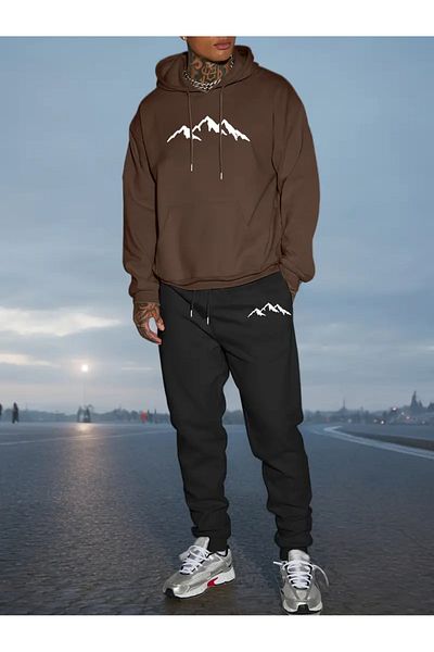 FULL TOLERANCE Σετ αθλητική φόρμα με κουκούλα Mountain printed