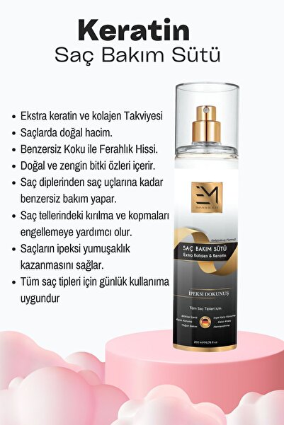 EM AMANOS BEAUTY Unisex Saç Bakım Sütü - Doğal Keratin Ve Kolajen Bakımı - Kadın Erkek Kullanımına Uygundur
